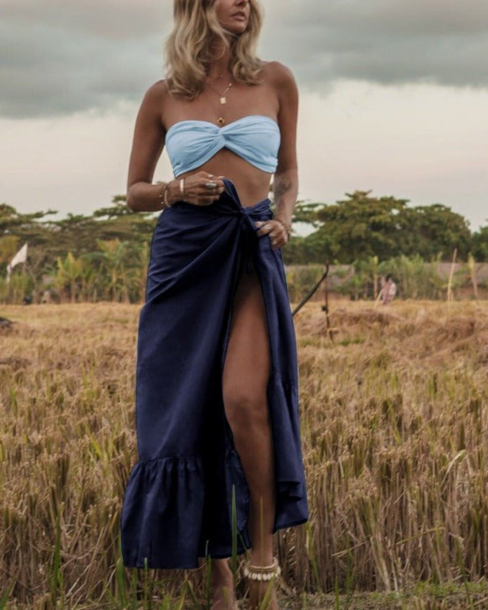 silk wrap skirt dress Mirella Wrap Maxi Skirt In Ivory