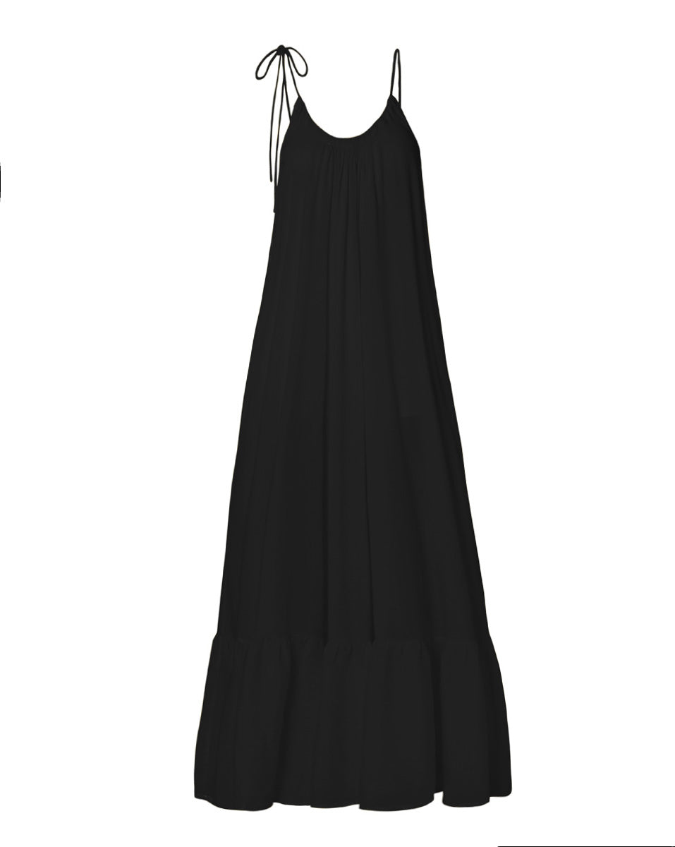 Thalia Bamboo Maxi Ruffle Dress - Black AMARIS