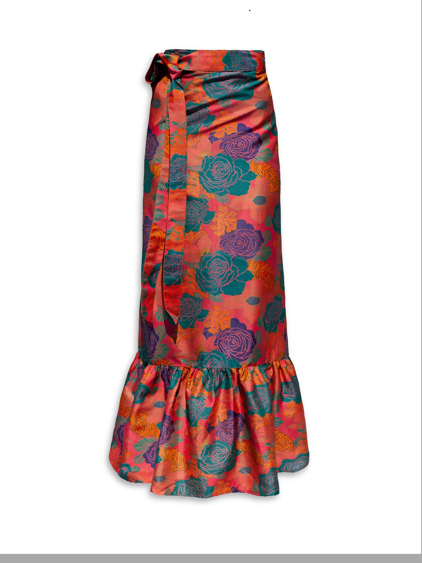 Sibyl Printed Silk Wrap Maxi Skirt -Caribe