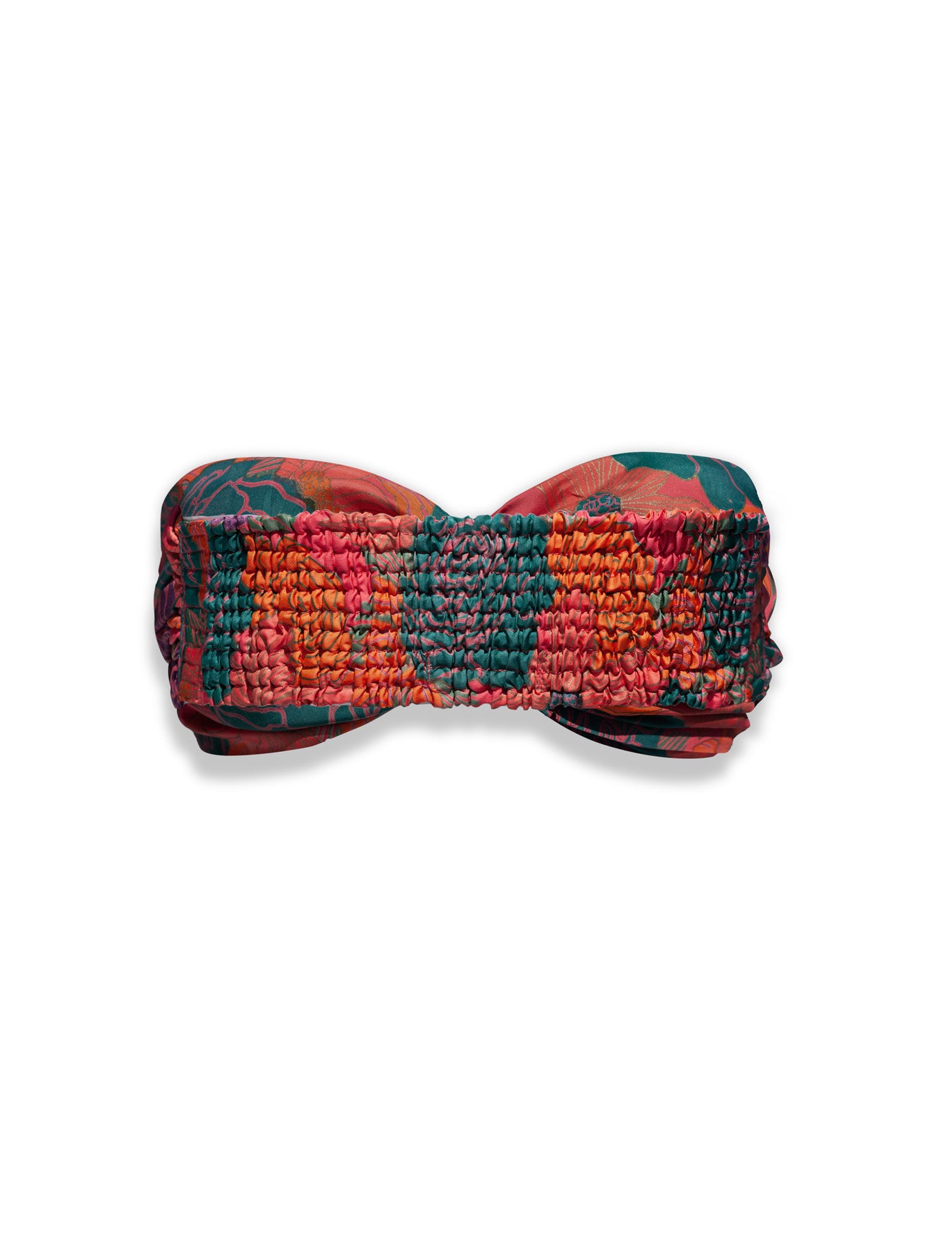 Bia Printed Twist Silk Bandeau Top - Caribe Rose