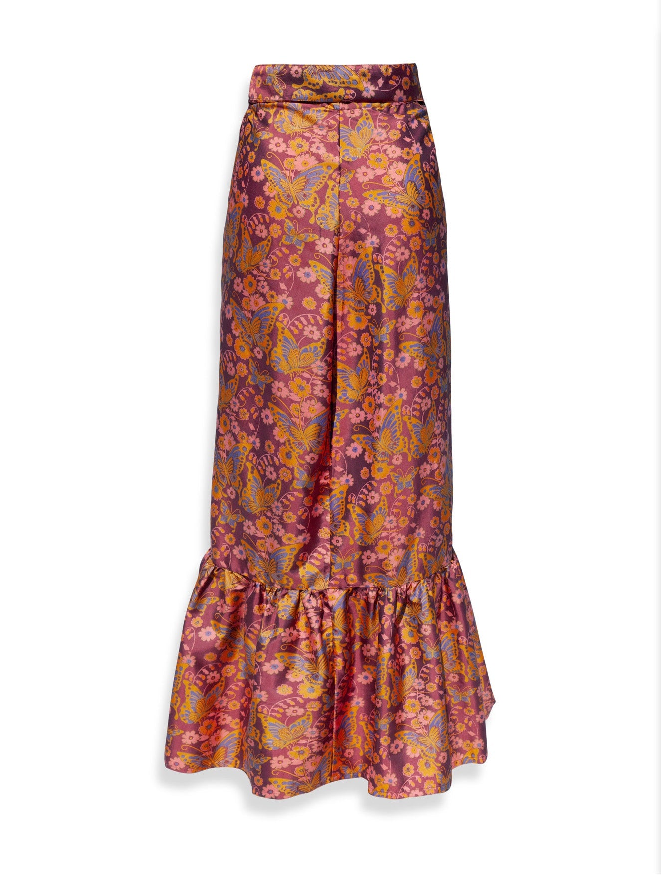 Sibyl Silk Maxi Wrap Skirt - Butterfly Print