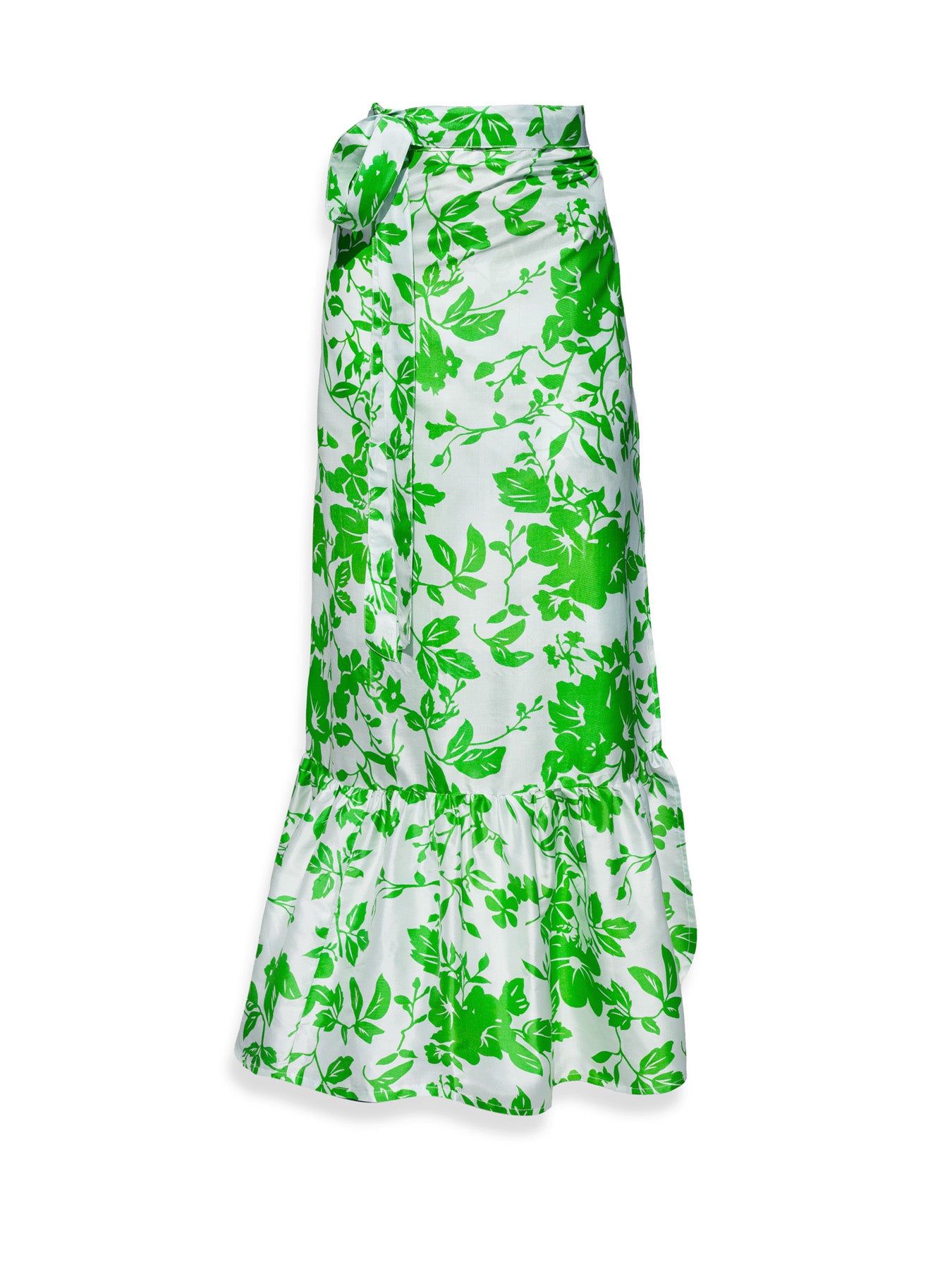 Sibyl Floral Print Silk Wrap Maxi Skirt - Palm
