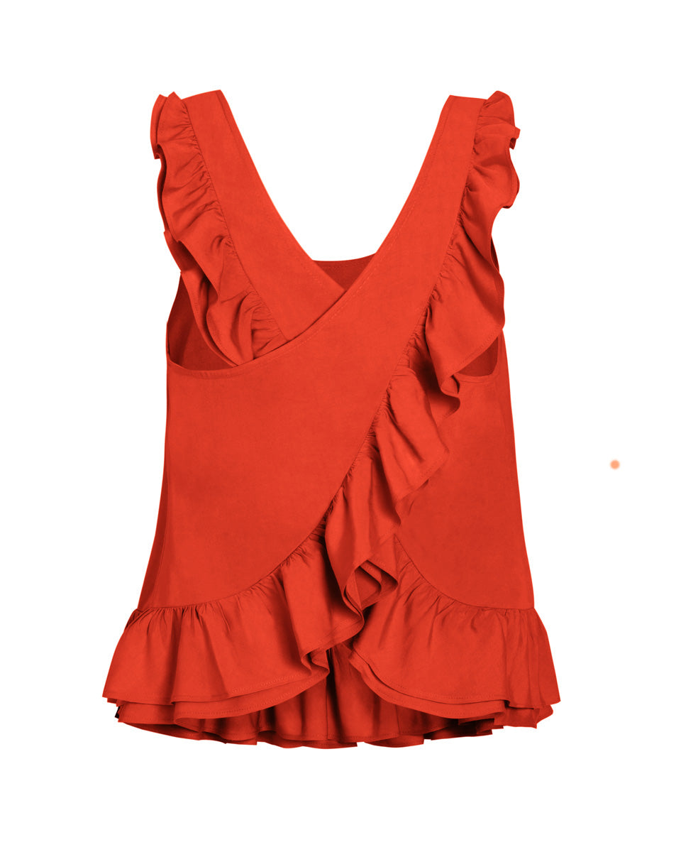 Theia Bamboo Poplin Blouse - Tomato - AMARIS