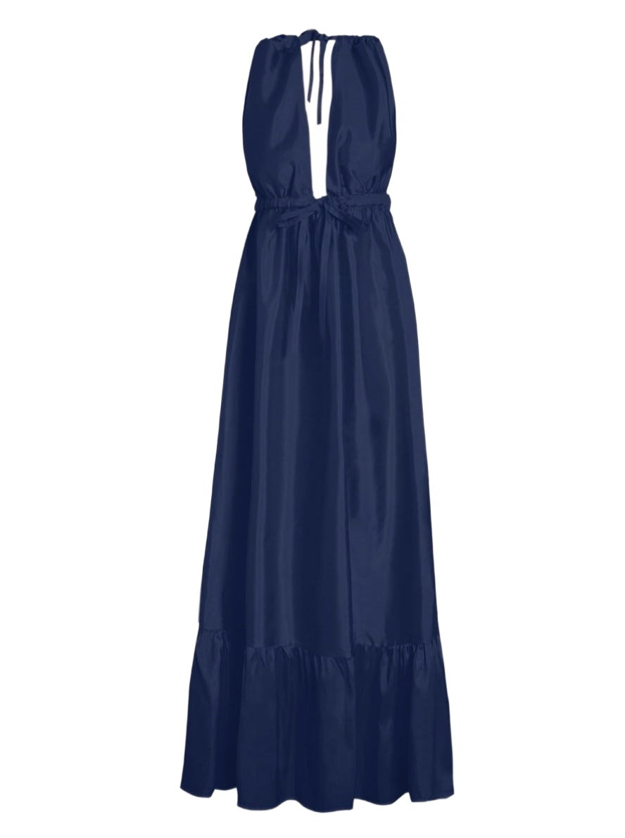 Naiad Adjustable Strap Summer Maxi Dress - Navy Blue