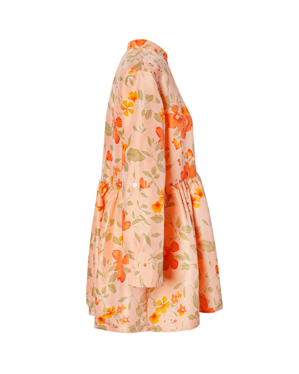 Calliope Printed Thai Silk Button Down Dress- Peachy - AMARIS
