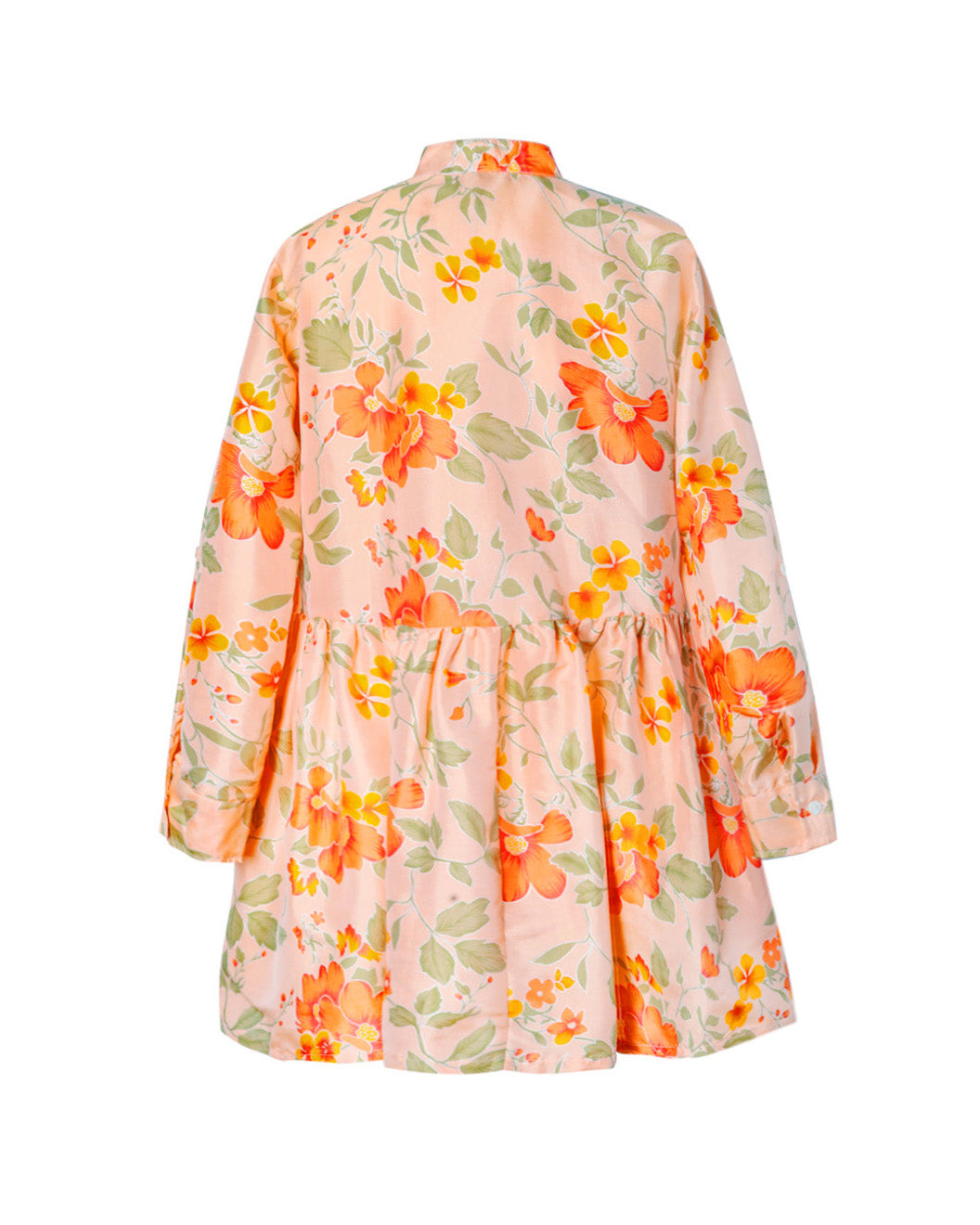 Calliope Printed Thai Silk Button Down Dress- Peachy - AMARIS