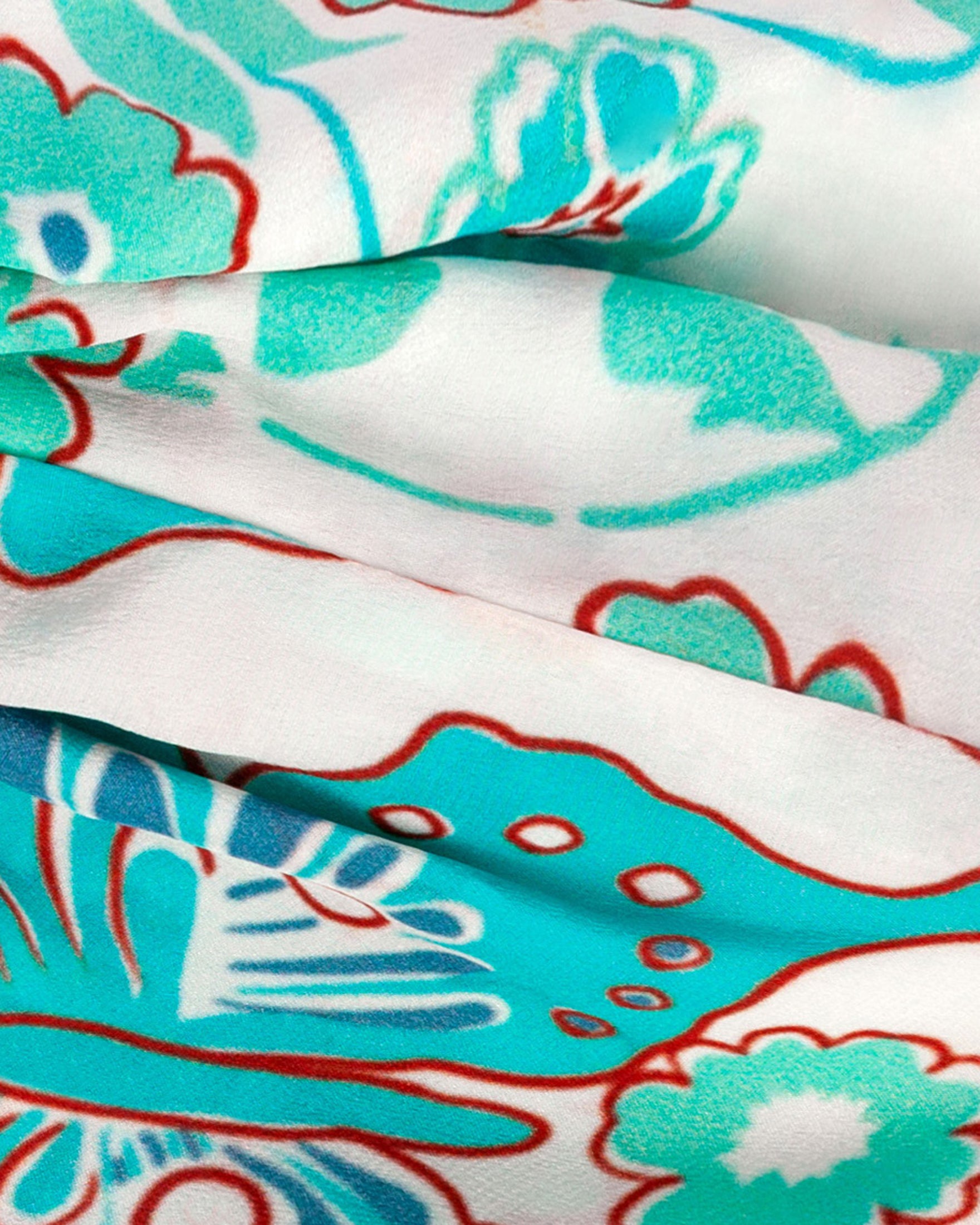 Isa Floral Print Silk Twist Headband - Turquoise Butterfly