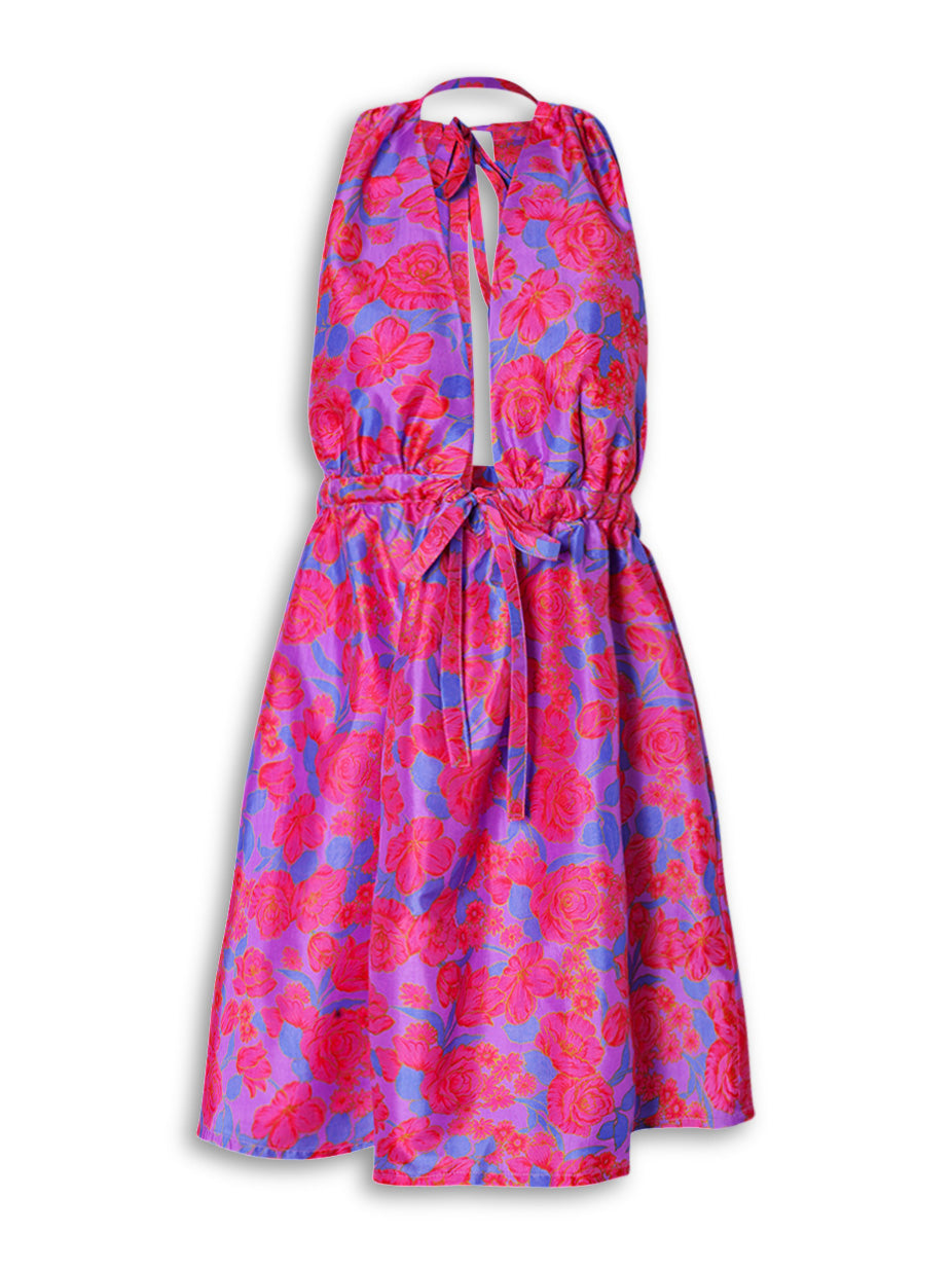 Pheme Printed Halter Silk Mini Dress - Violet Rose - AMARIS