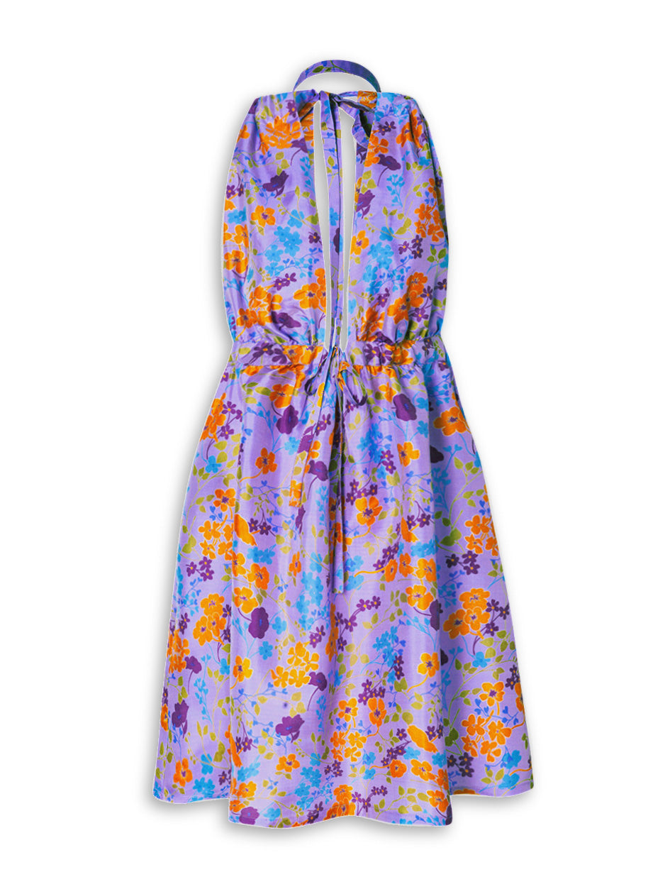 Pheme Printed Halter Silk Mini Dress - Spring Lilac - AMARIS