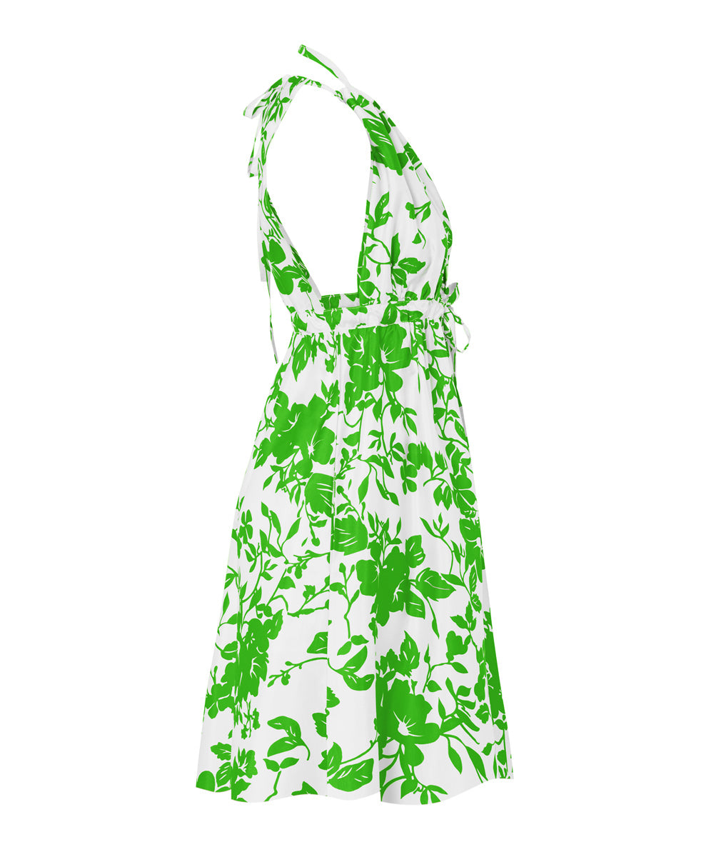 Pheme Printed Thai Silk Taffeta Dress - Palm Floral