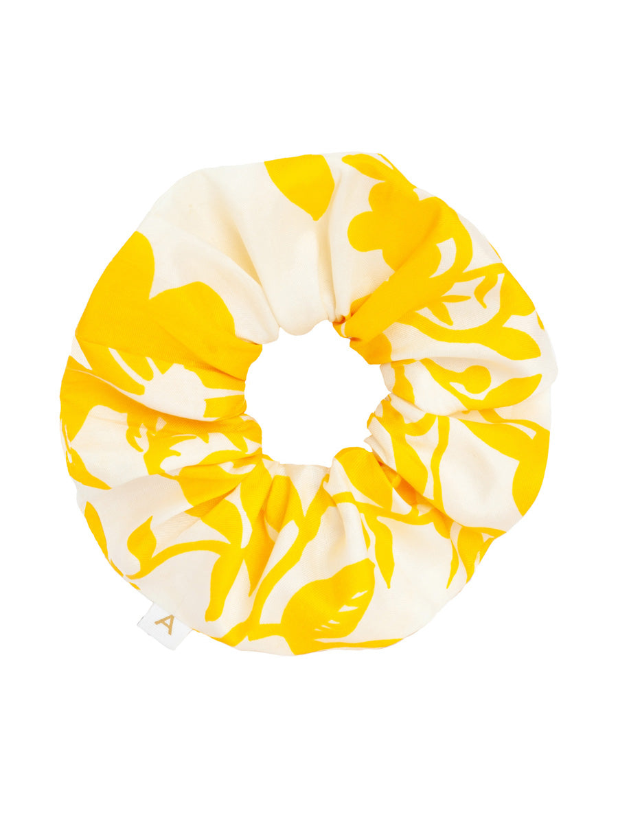 Soleil Floral Print Silk Scrunchie - Sunny Floral - AMARIS