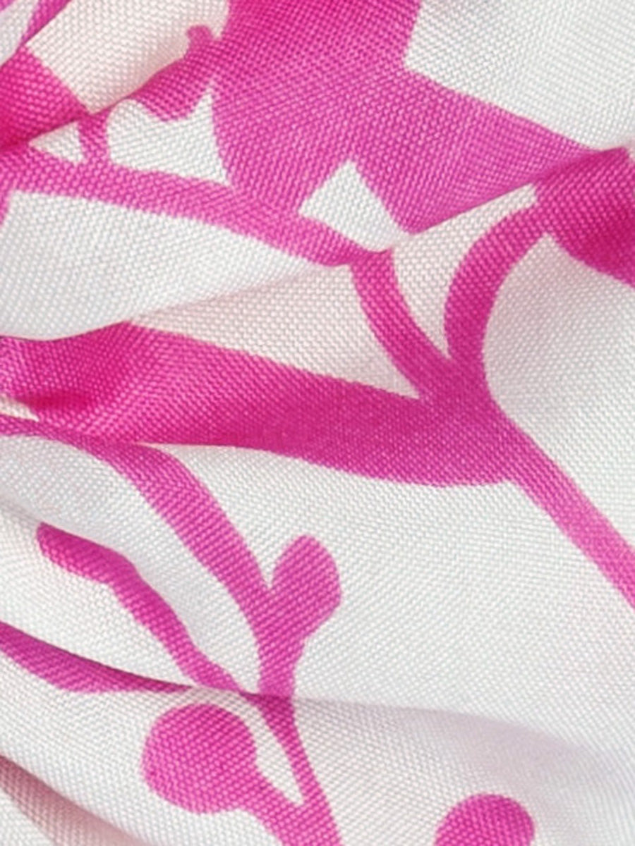 Soleil Floral Print Silk Scrunchie - Bright Pink Floral - AMARIS