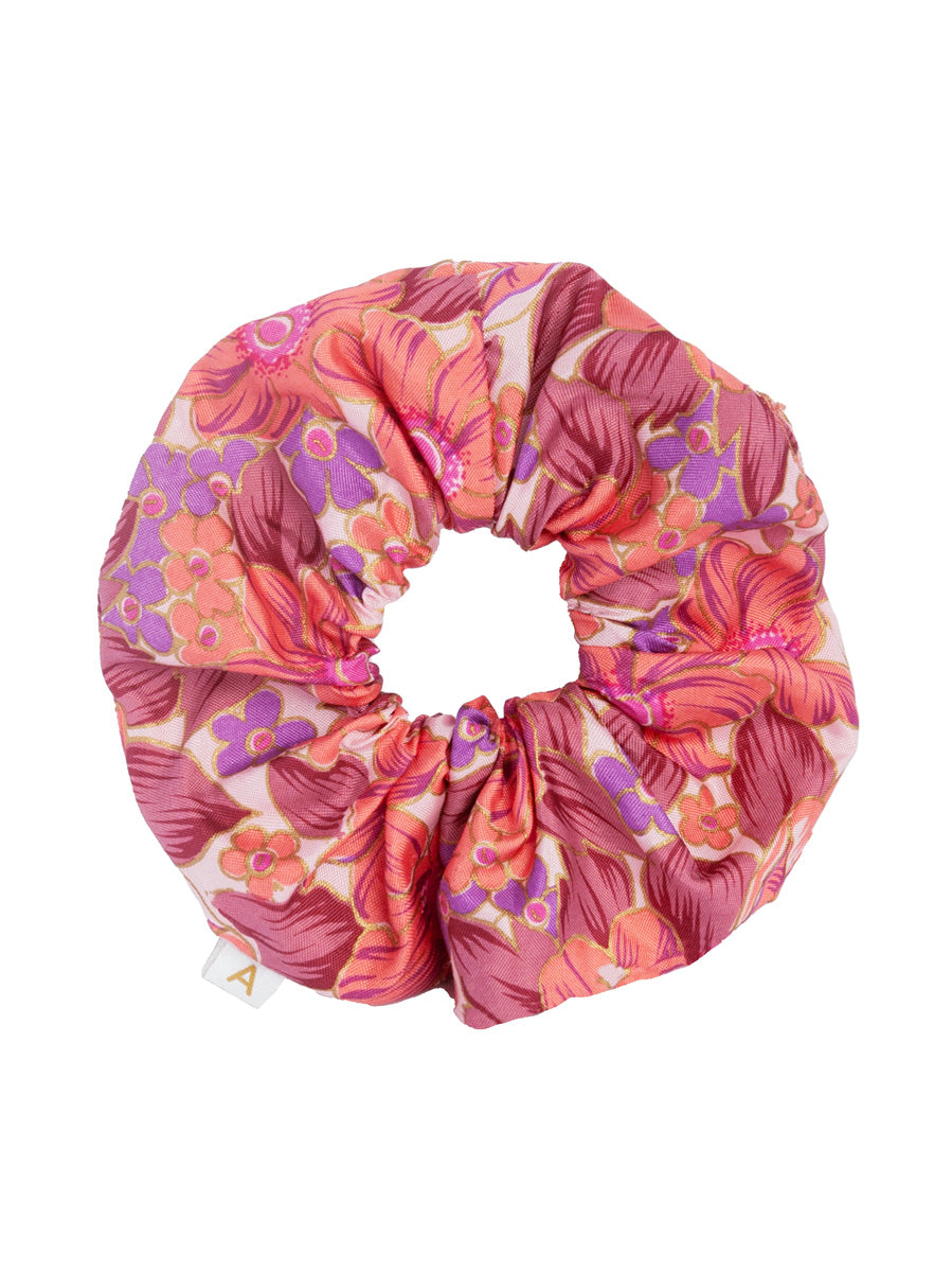 Soleil Floral Print Silk Scrunchie - Sweetie - AMARIS