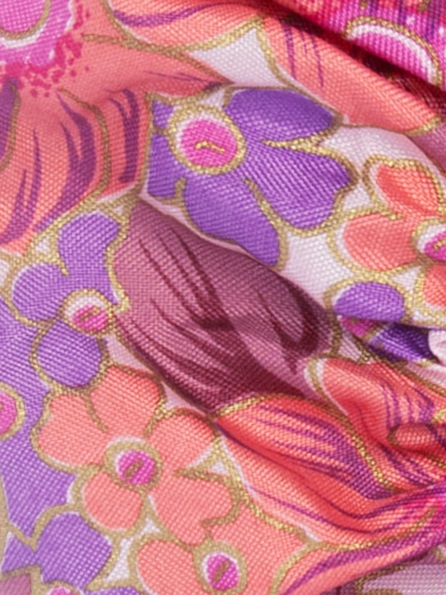 Soleil Floral Print Silk Scrunchie - Sweetie - AMARIS