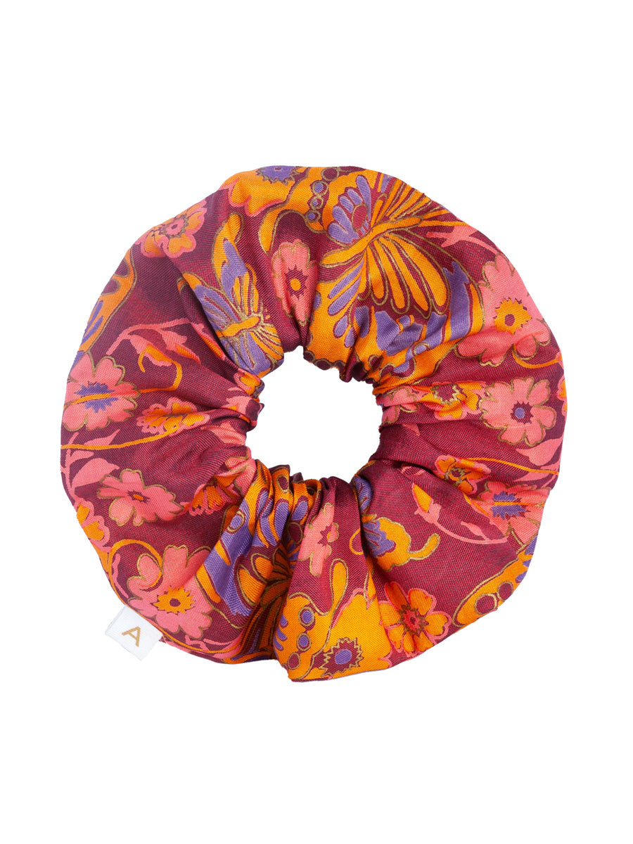 Soleil Floral Print Silk Scrunchie - Butterfly - AMARIS