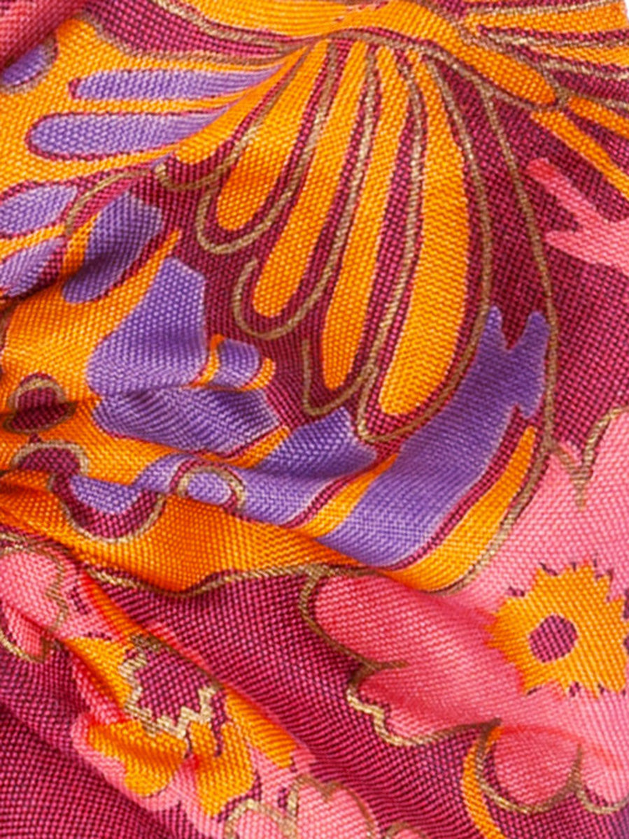 Soleil Floral Print Silk Scrunchie - Butterfly - AMARIS