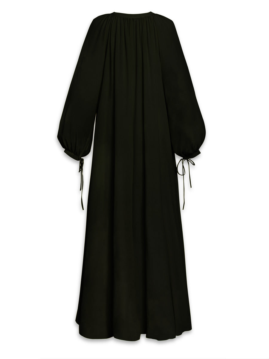 Calista Silk Caftan Maxi Dress - Black