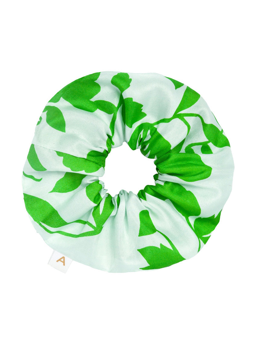 Soleil Floral Print Silk Scrunchie - Palm Floral - AMARIS