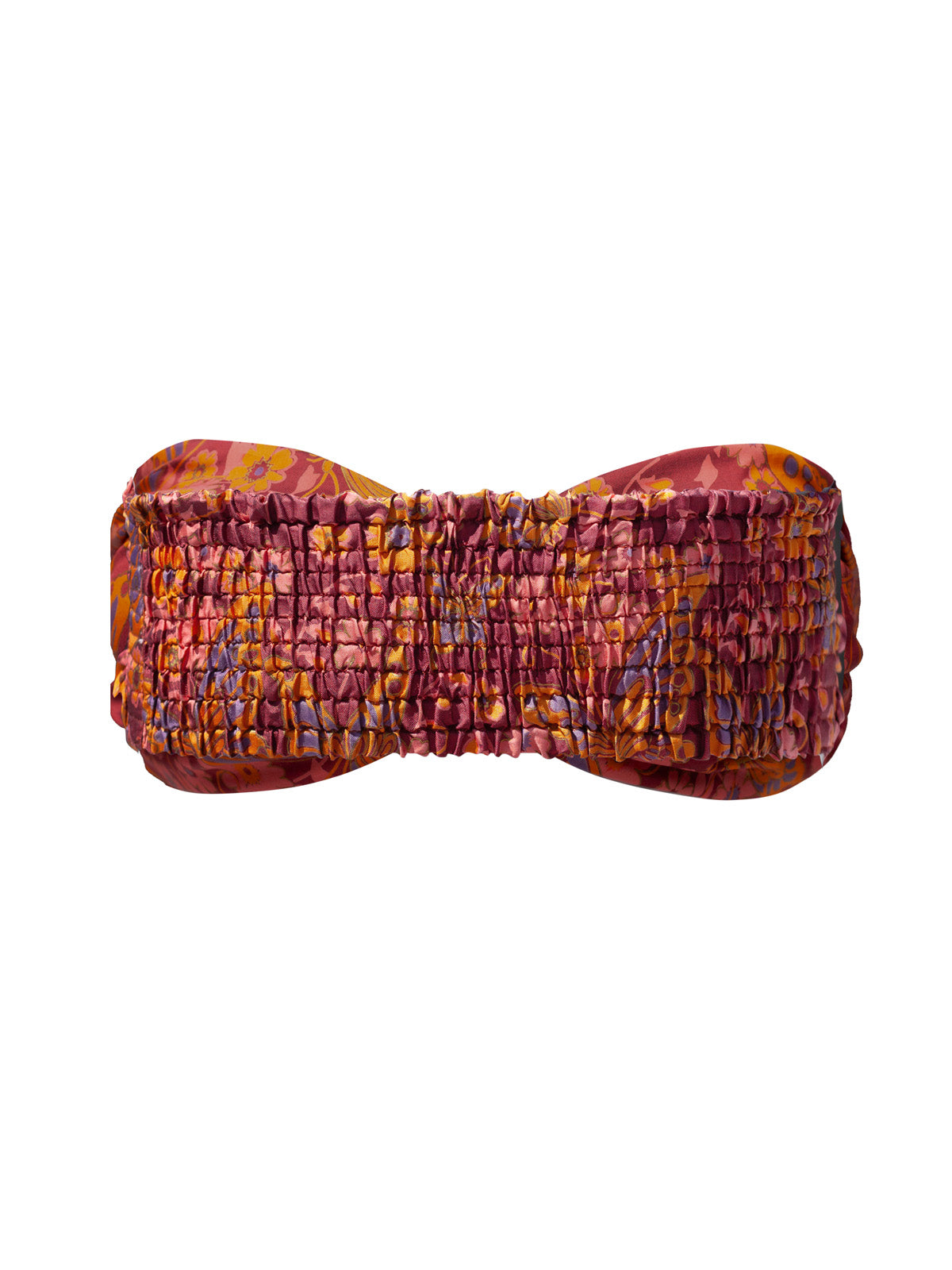 Bia Twist Silk Bandeau Top - Garnet Butterfly Silk