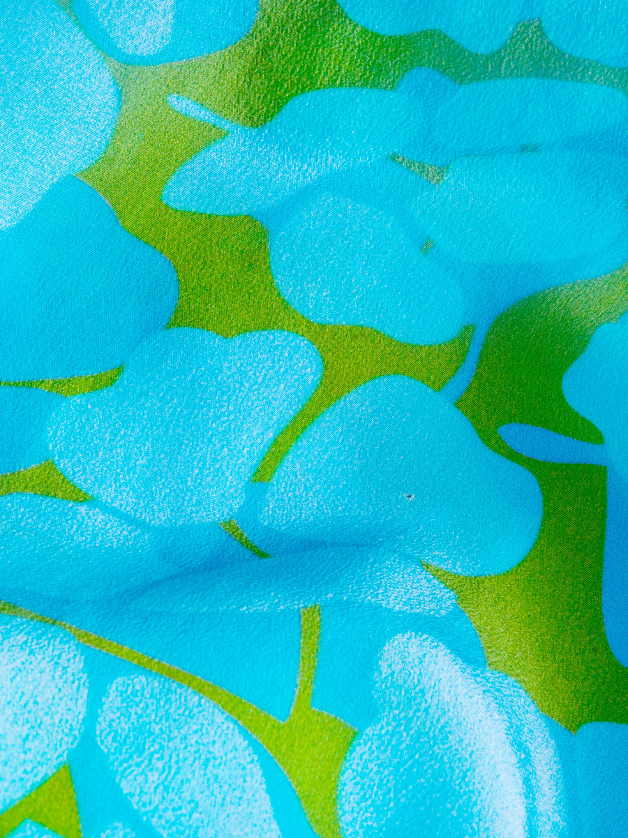 Calista Printed Silk Crepe Caftan Maxi Dress - Turquoise Poppy