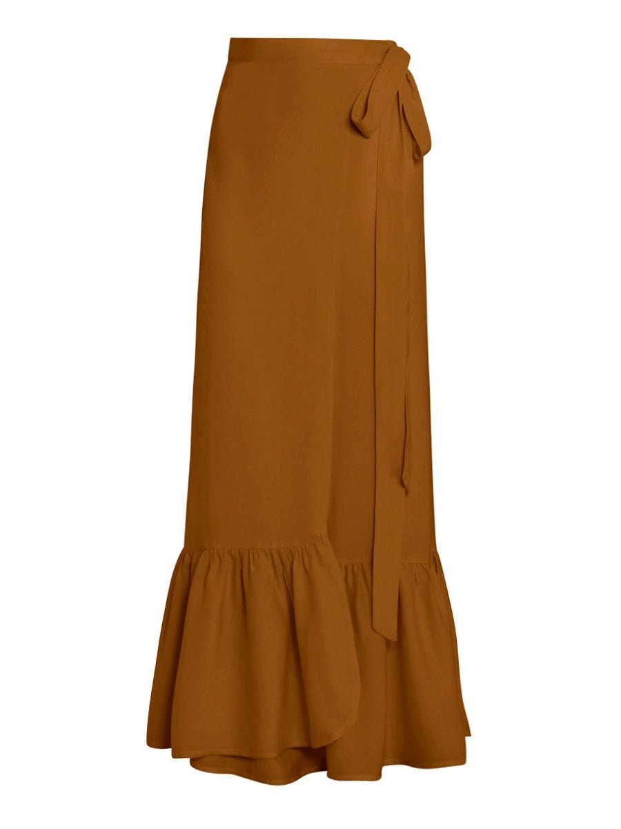 Aura Ruffle Wrap Maxi Skirt in Bamboo Crepe - AMARIS