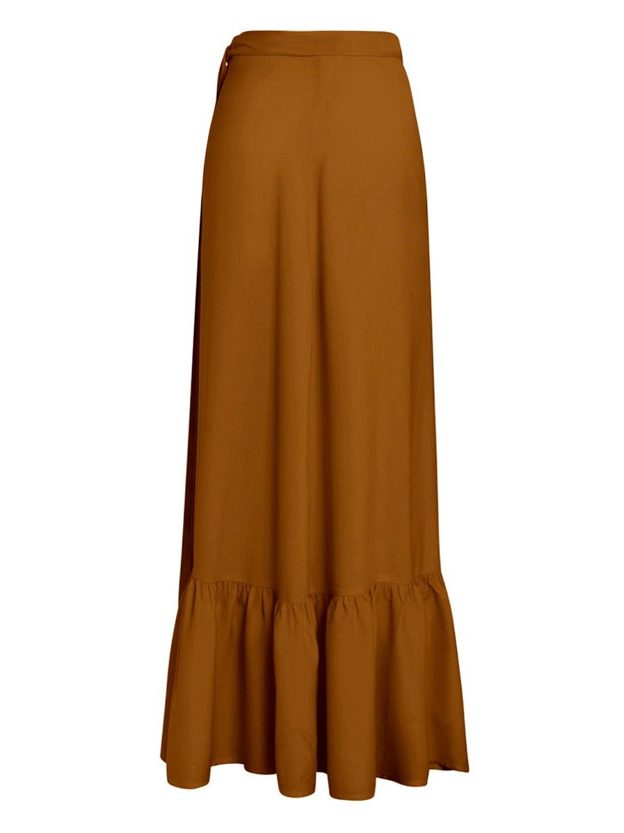 Aura Ruffle Wrap Maxi Skirt in Bamboo Crepe - AMARIS