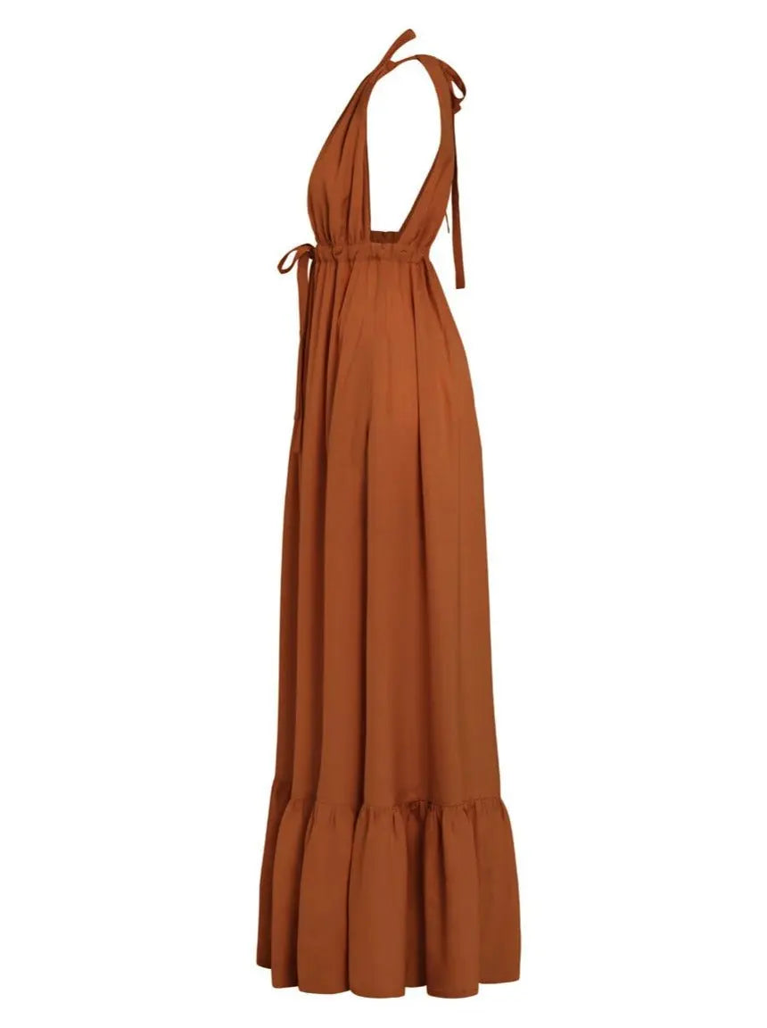 Aurora Poplin Halter Maxi Dress - AMARIS