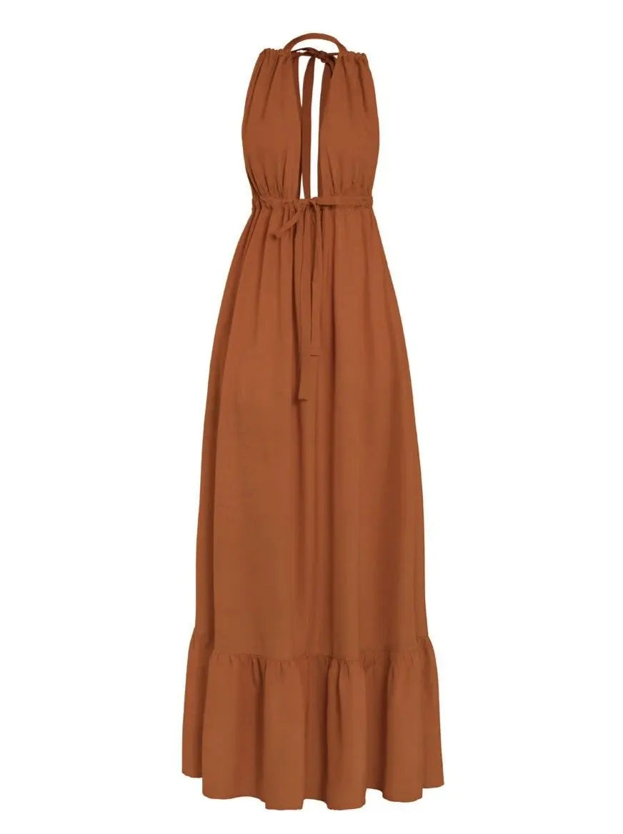 Aurora Poplin Halter Maxi Dress - AMARIS