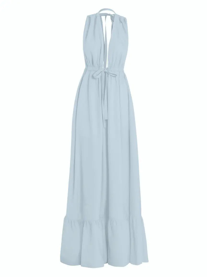Aurora Poplin Halter Maxi Dress - AMARIS