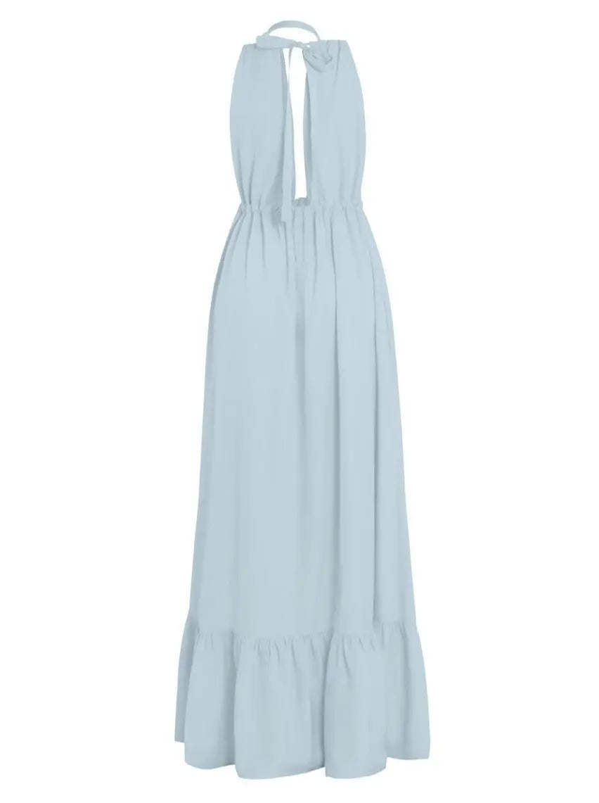 Aurora Poplin Halter Maxi Dress - AMARIS