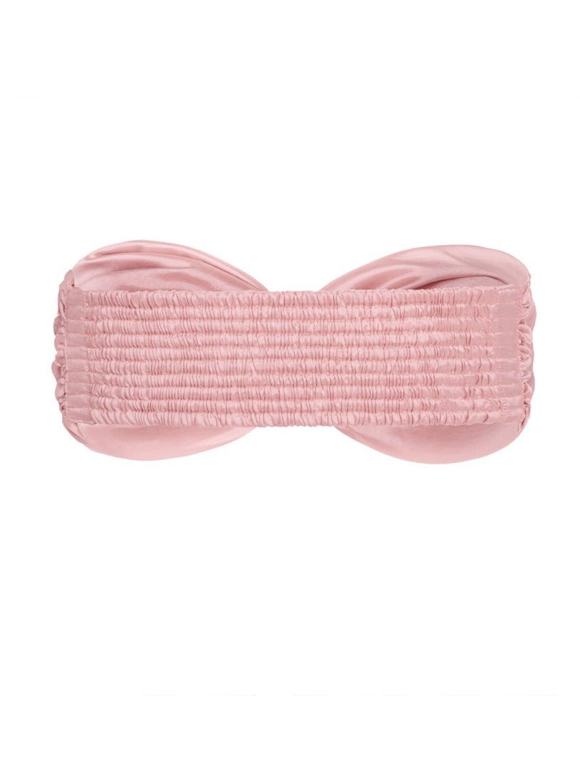 Bia Printed Twist Front Silk Bandeau Top - Rose - AMARIS