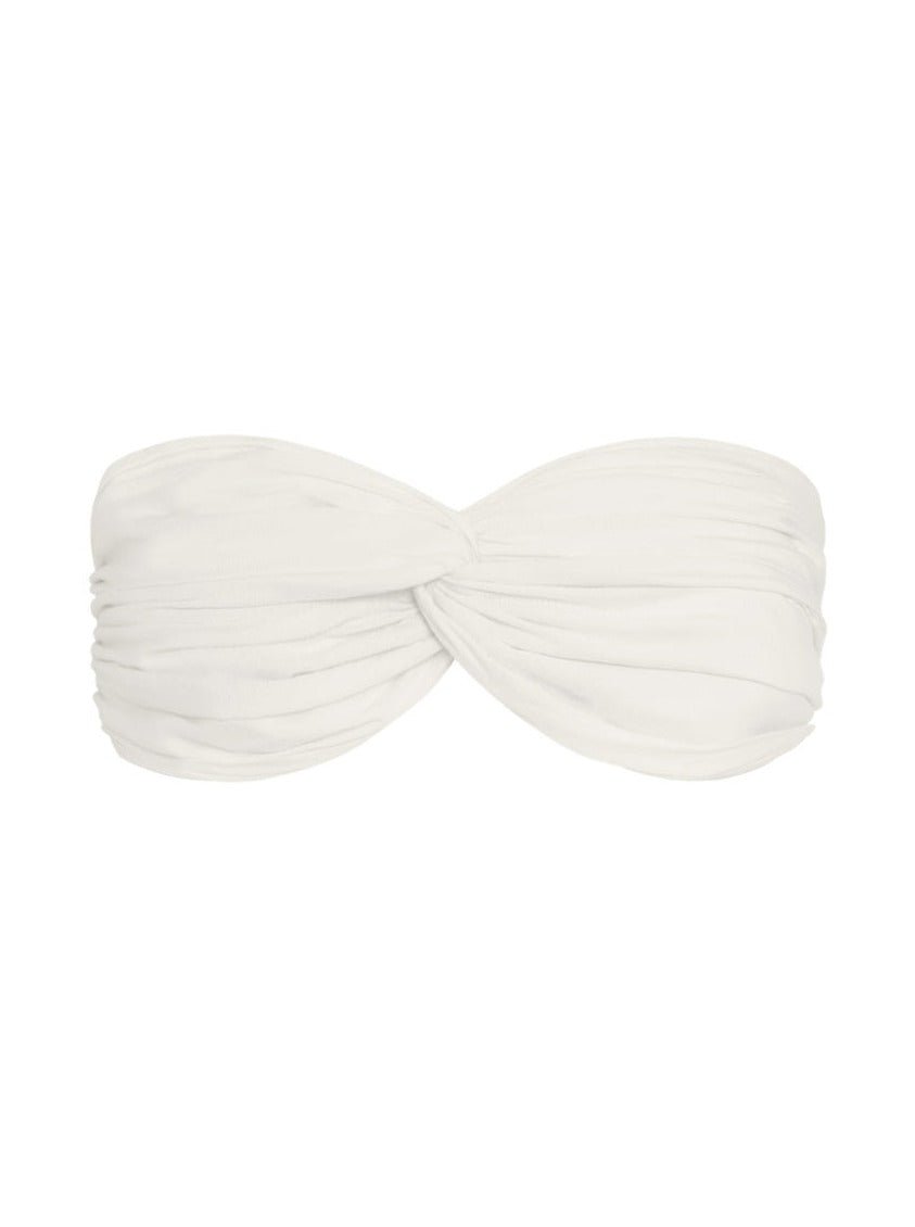 Bia Twist Front Bamboo Poplin Bandeau Top - Natural White - AMARIS