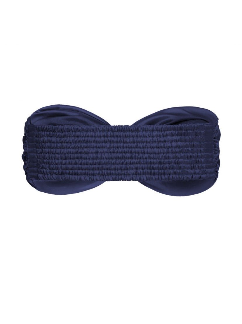 Bia Twist Front Silk Bandeau Top - Navy - AMARIS