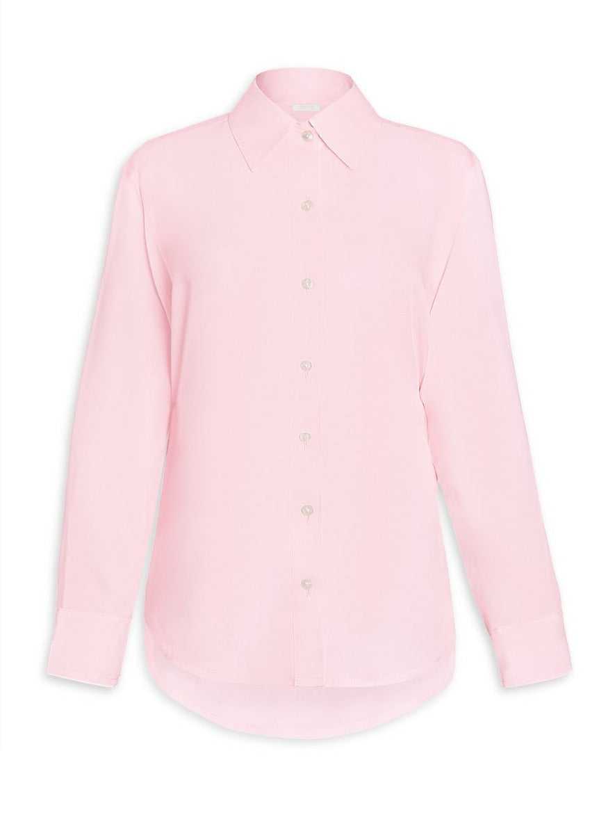 Brizo Twill Button Down Blouse - Soft Pink - AMARIS