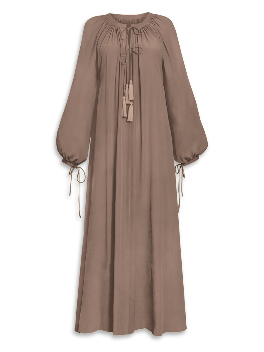 Calista Crepe de Chine Silk Maxi Dress - Mink - AMARIS