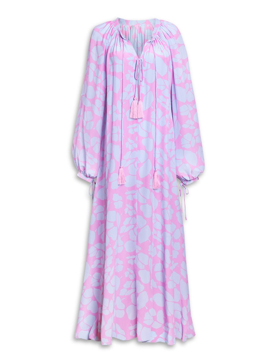Calista Printed Crepe de Chine Silk Maxi Dress - Orchid Poppy - AMARIS