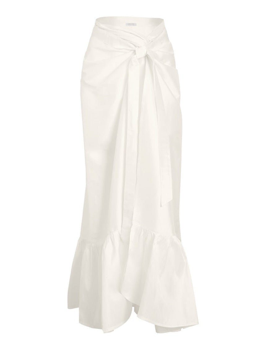 Calypso Silk Taffeta Wrap Maxi Skirt - Natural - AMARIS