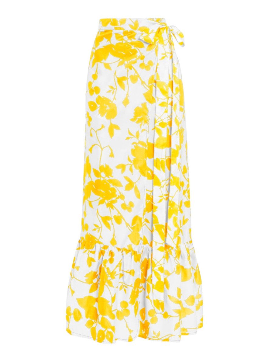 Calypso Silk Taffeta Wrap Maxi Skirt - Sunny Floral - AMARIS