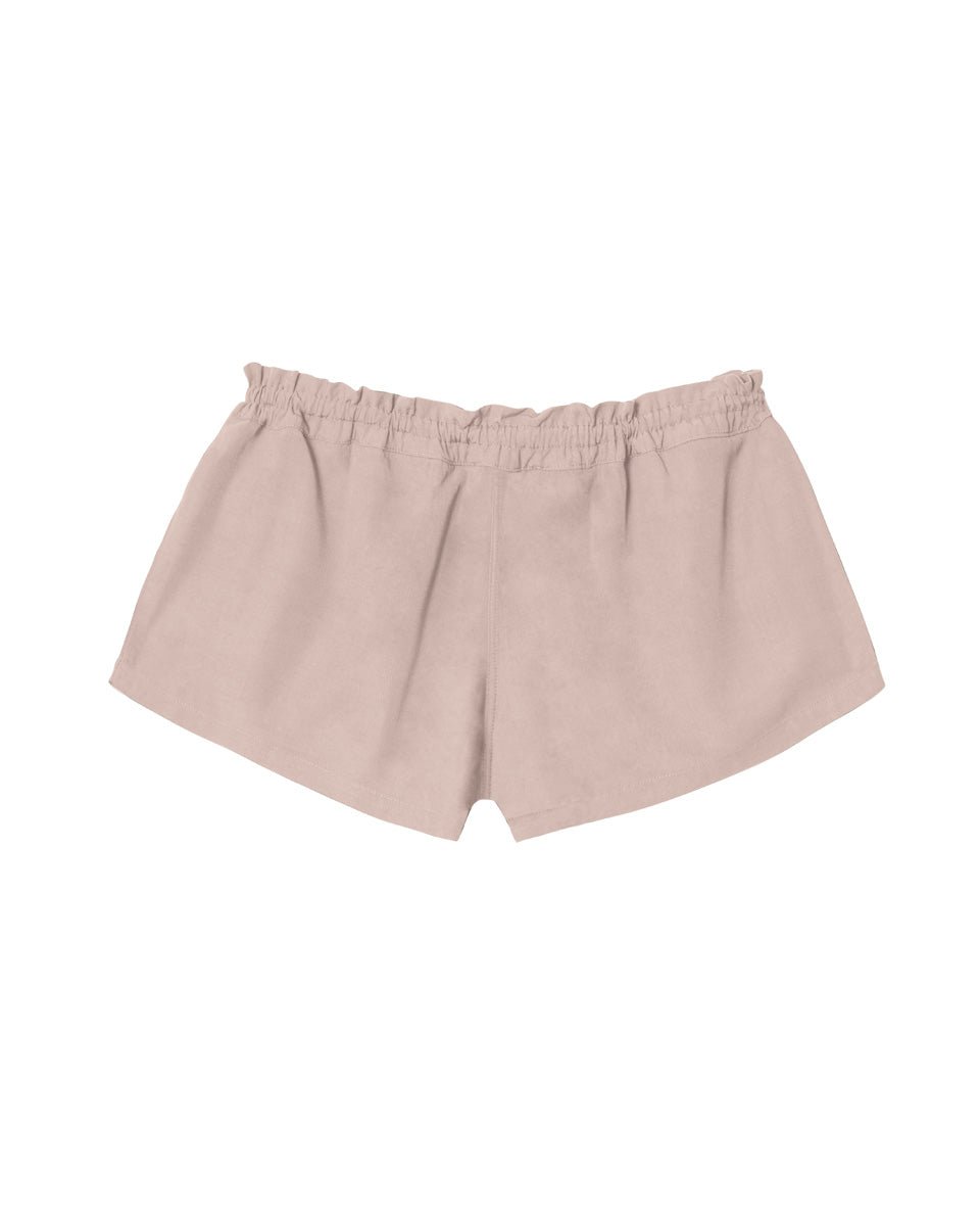 Eos Drawstring Organic Low - Rise Bamboo Poplin Lounge Short - Blush - AMARIS