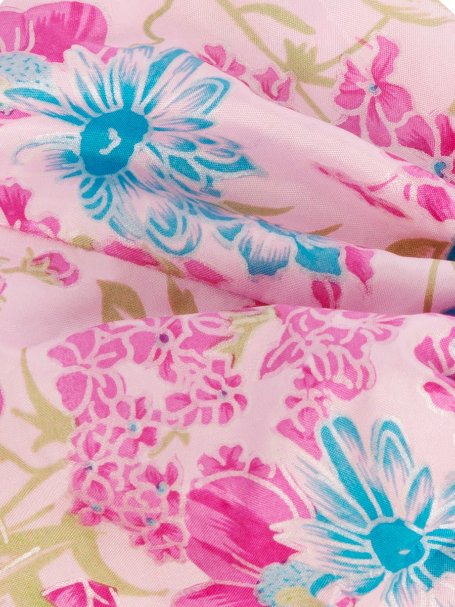 Isa Floral Print Silk Twist Headband - Pink - AMARIS