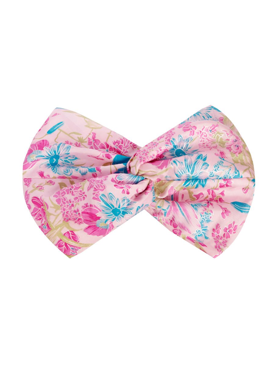 Isa Floral Print Silk Twist Headband - Pink - AMARIS
