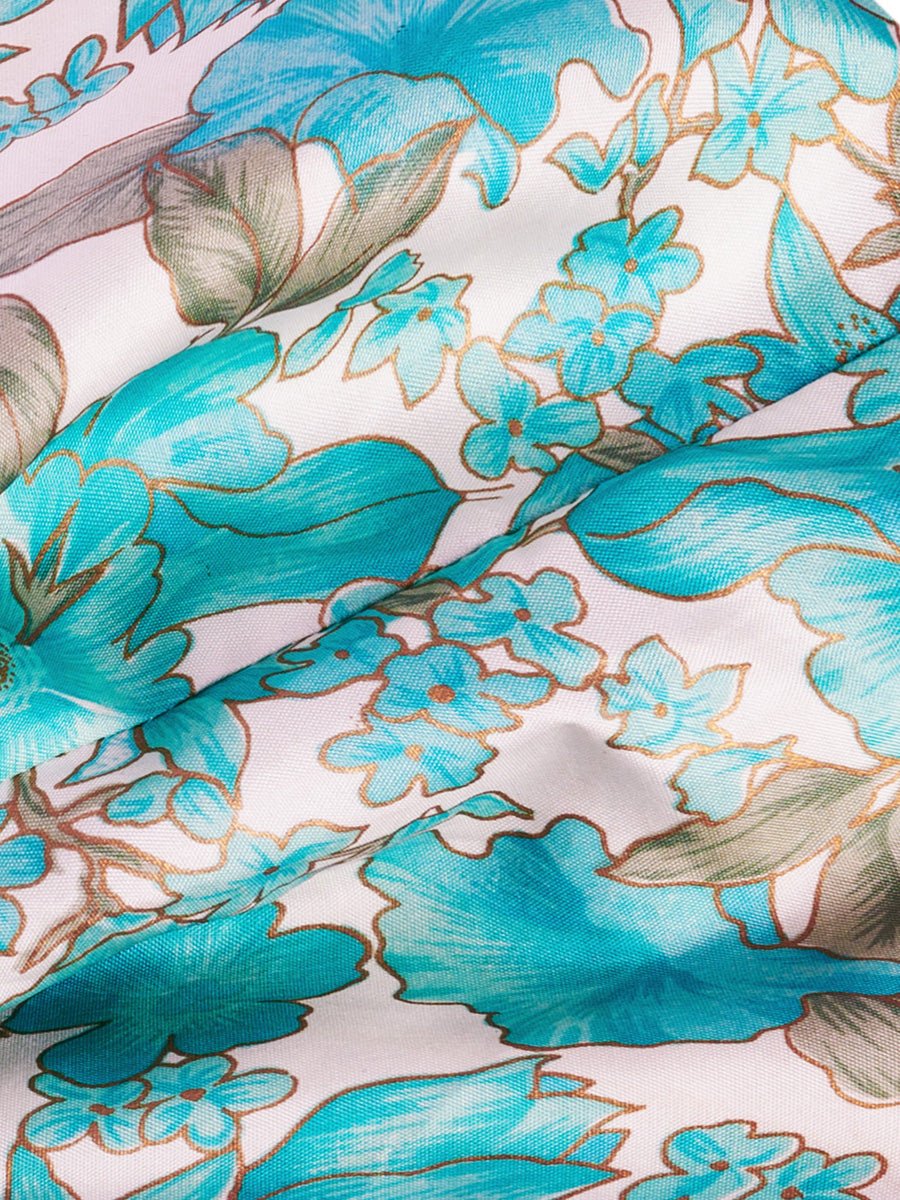 Isa Floral Print Silk Twist Headband - Turquoise Floral - AMARIS