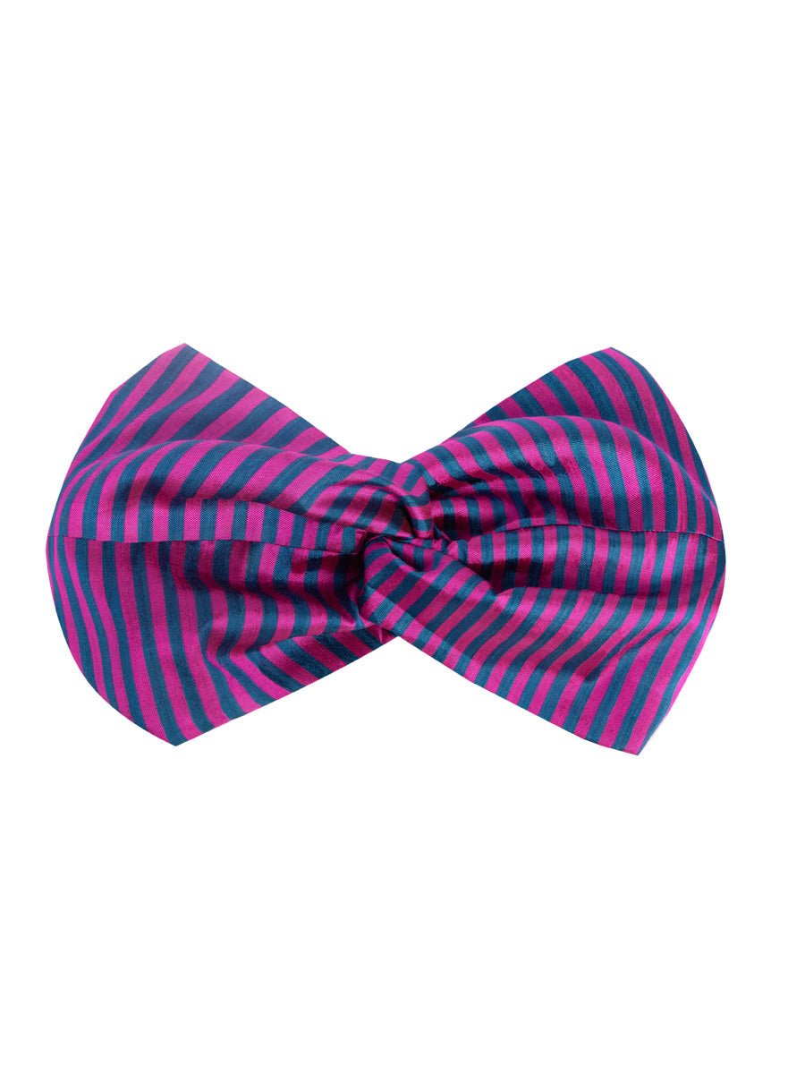 Isa Woven Stripe Silk Twist Headband - Fuscia Stripe - AMARIS