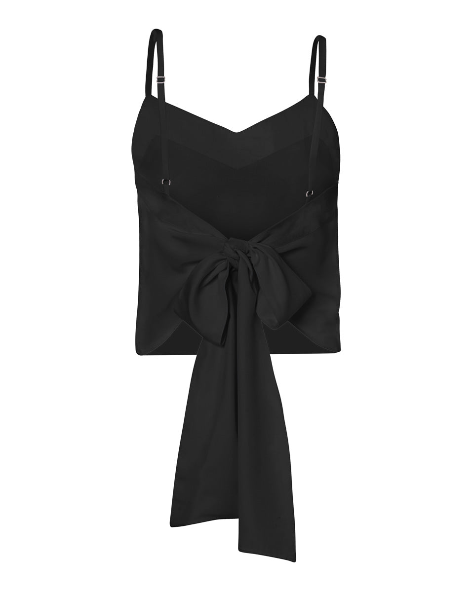 Maia Bamboo Poplin Wrap Camisole Top - Black - AMARIS