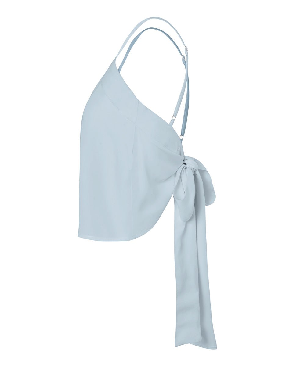 Maia Bamboo Poplin Wrap Camisole Top - Cloud - AMARIS
