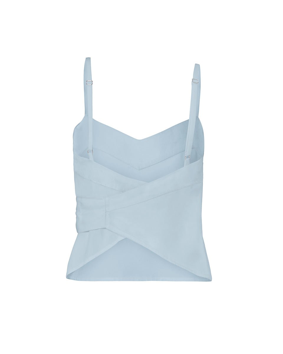 Maia Bamboo Poplin Wrap Camisole Top - Cloud - AMARIS