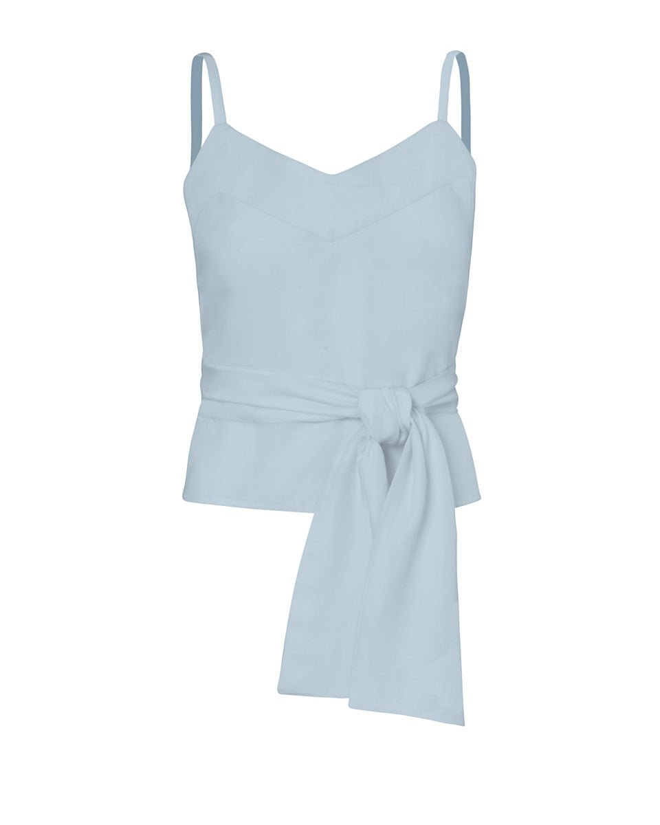 Maia Bamboo Poplin Wrap Camisole Top - Cloud - AMARIS