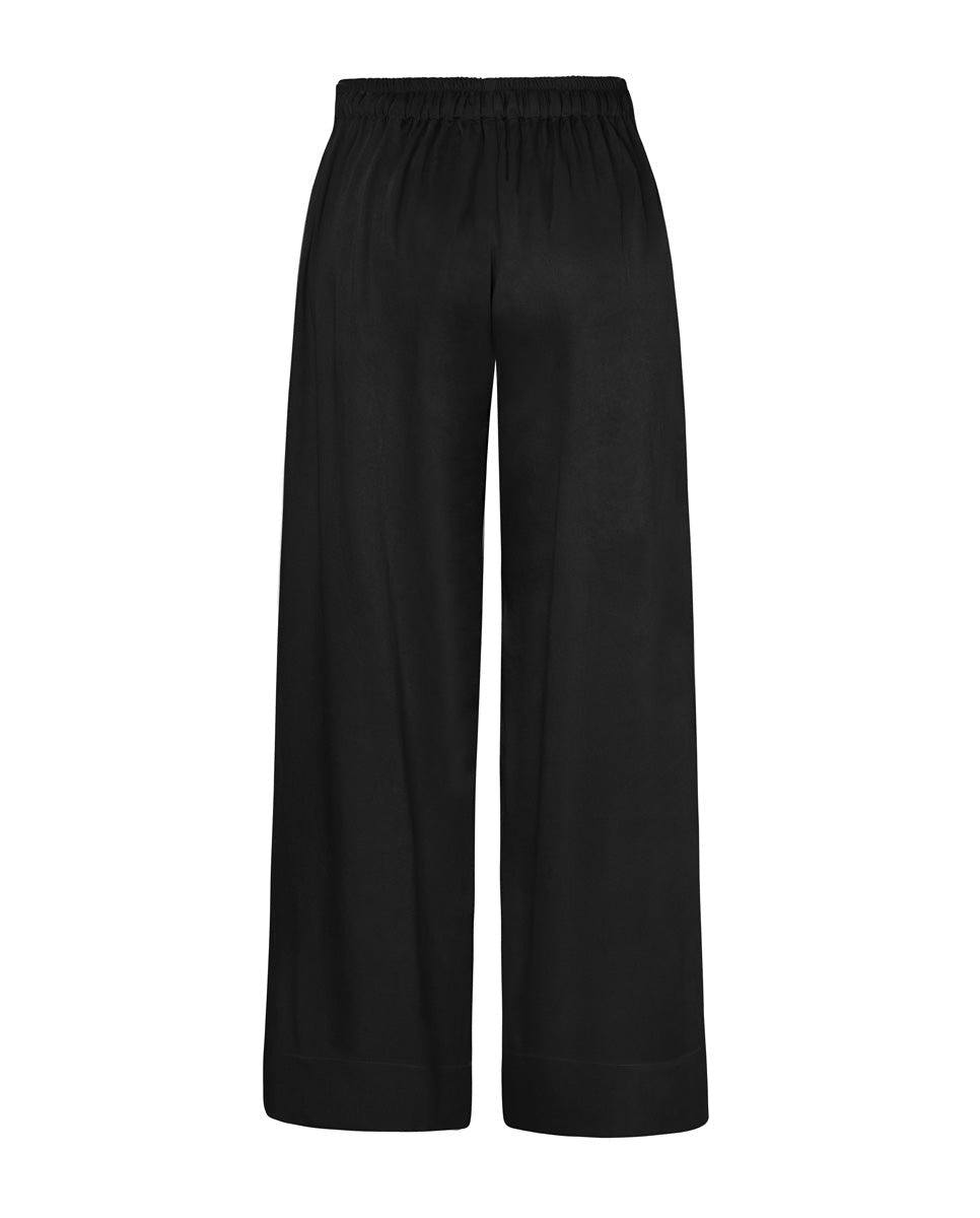 Metis Drawstring Organic Bamboo Satin Pant - Black - AMARIS