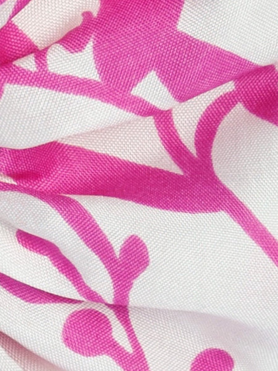 Soleil Floral Print Silk Scrunchie - Bright Pink Floral - AMARIS