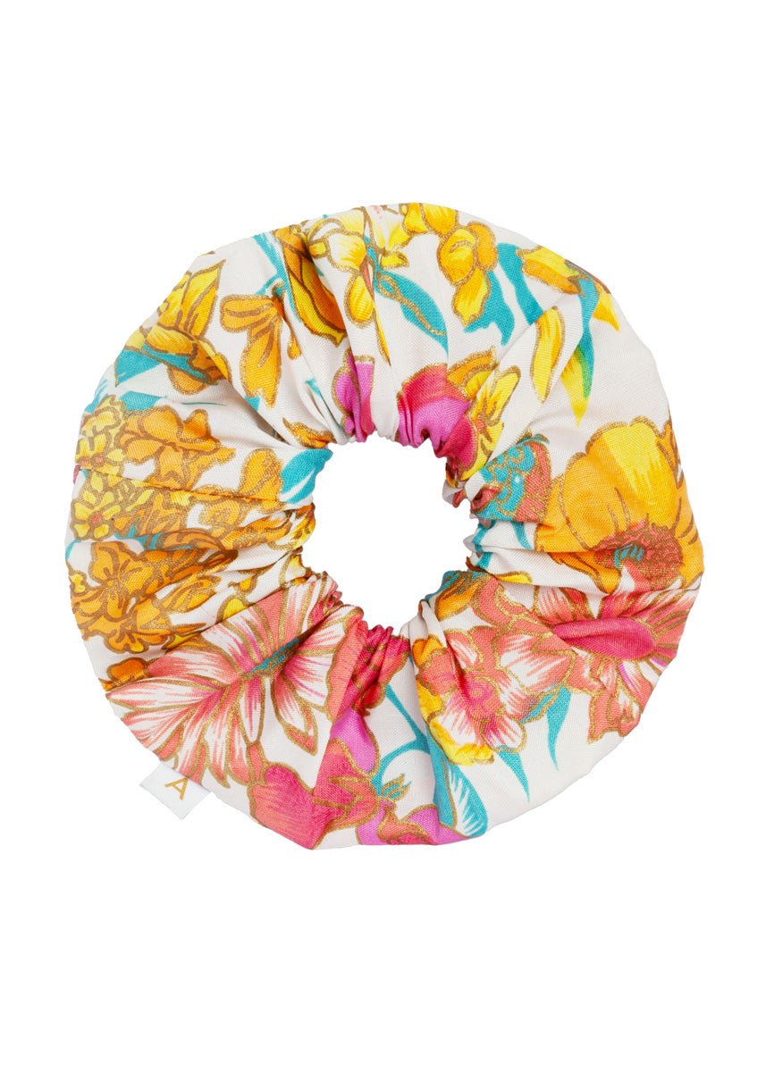 Soleil Floral Print Silk Scrunchie - Spring - AMARIS